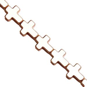 Hematita Cruz 8x10mm Dorado Claro 40cm aprox. (1 tira)