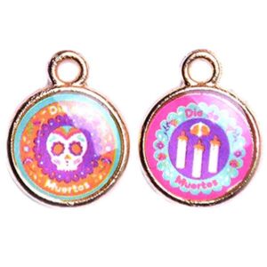 Medalla Red. 12mm Dia de Muertos (2 pza)