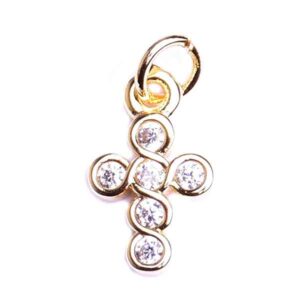 475-02 Micropave Cruz Trenzada 12x10mm Dorado (1 pza)