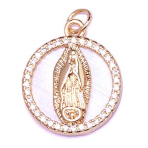 513-02 Micropave Virgen Gpe Madreperla  17mm Dorado (1 pza)