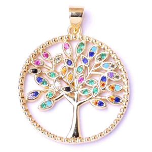 516-02 Micropave Circulo Arbol Multi 24mm-Dorado (1 pza)