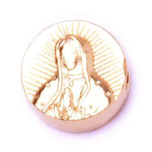 Chapa de Oro 18K Cuenta Circulo Virgen Gpe 10mm (1 pza)