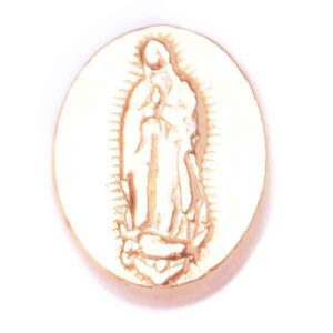 Chapa de Oro 18K Cuenta Oval Virgen Gpe 10mm  (2 pza)