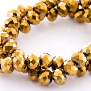 Cristal Rondel Fac. 8mm D-053 Dorado 40cm aprox. (1 tira)