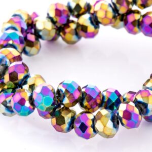 Cristal Rondel Fac. 8mm D-058 Arcoiris Metalico 40cm aprox. (1 tira)