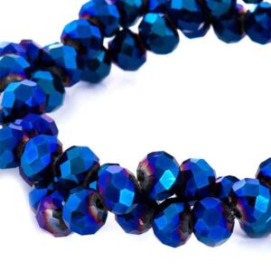 Cristal Rondel Fac. 2mm D-056 Azul Metalico 40cm aprox. (1 tira)