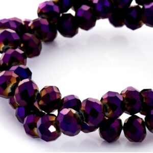 Cristal Rondel Fac. 8mm D-055 Morado Metalico 40cm aprox. (1 tira)