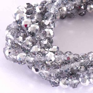 Cristal Rondel Fac. 8mm D-048AB Cristal/Plata AB 40cm aprox. (1 tira)