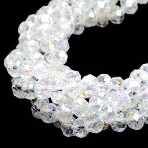 Cristal Rondel Fac. 8mm C-147AB Cristal AB 40cm aprox. (1 tira)