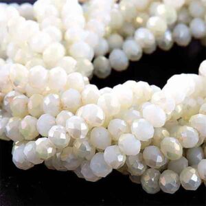 Cristal Rondel Fac. 2mm D-068AB Blanco Mate AB 40cm aprox. (1 tira)