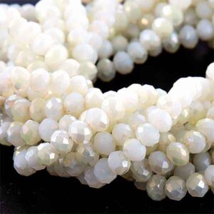 Cristal Rondel Fac. 4mm D-068AB Blanco Mate AB 40cm aprox.(1 tira)