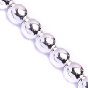 Hematita Bola 4mm Plateado Claro 40cm aprox. (1 tira)
