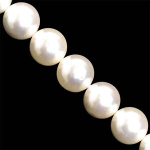 Perla Concha Bola 10mm Blanco- 40cm aprox. (1 tira)