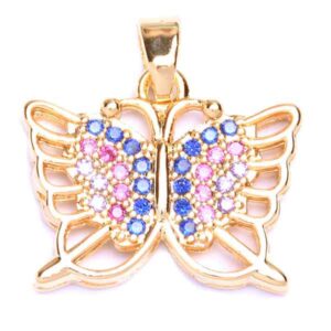 Micropave Dije Mariposa 17mm- Colores Dorado (1 pza)
