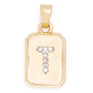 Micropave Dije Letra T rect. 14mm Dorado (1 pza)