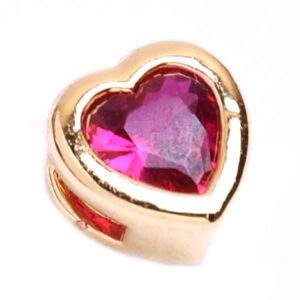 Micropave Cuenta Corazon Zirconia Roja 5mm- Dorado (1 pza)