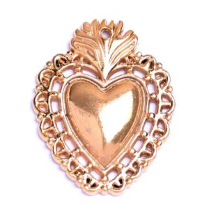CDL436 Chapa de Oro 18K Dije Sagrado Corazon 30mm  (1 pza)