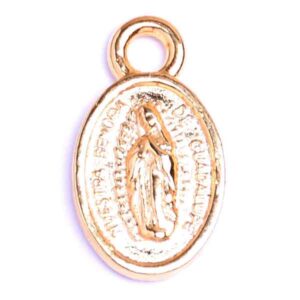 CME17 Chapa de Oro 18K Medalla Virgen Gpe 14mm (3 pzas)