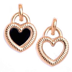 Acero Dije Corazon Doble Negro/Blanco 13mm (1 pza)