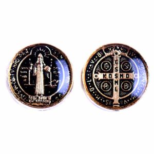 10-04 Medalla Pastilla Fina San Benito 14mm Negra (1 pza)