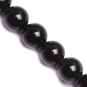 Obsidiana Negra Bola 8mm 37cm aprox. (1 tira)