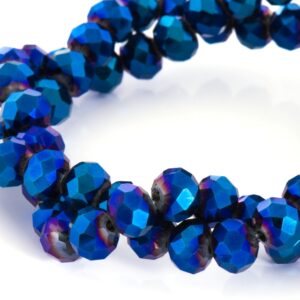 Cristal Rondel Fac. 10mm D56-Azul Metalico 50cm aprox. (1 tira)