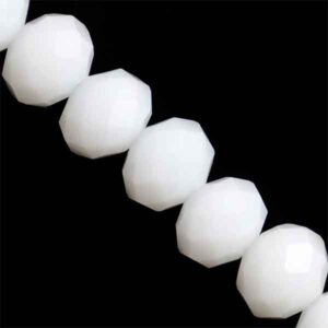 Cristal Rondel Fac. 8mm D140-Blanco Mate  40cm aprox. (1 tira)