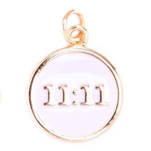 Chapa Dije Esmalte 11:11- 15mm Blanco (1 pza)