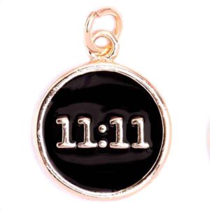 Chapa Dije Esmalte 11:11- 15mm Negro (1 pza)