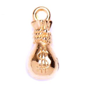 CDL231 Chapa Oro 18K Dije Bolsa dinero 12mm (2 pza)