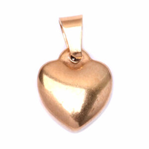 Acero Dije Corazon inflado 10mm Dorado (1 pza)