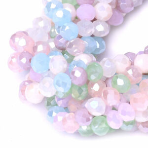 02 Cristal Rondel 3x4mm  Mix Rosa/Verde 44cm aprox (1 tira)