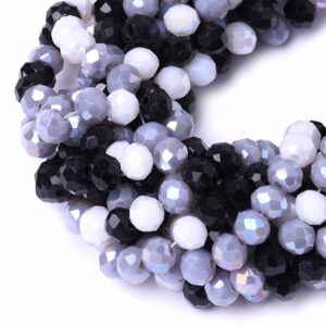06 Cristal Rondel 3x4mm  Mix Blanco/Negro 44cm aprox  (1 tira)