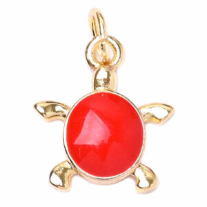 Chapa Esmalte Dije Tortuga Rojo 10mm (1 pza)
