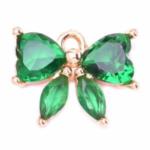 Chapa de Oro Dije Moño Verde 10mm (1 pza)