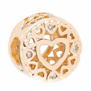 Chapa Charm Cuenta Corazones 10mm (1 pza)