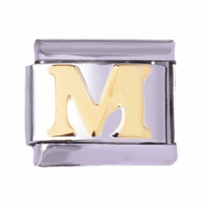 Acero Charm Italiano Letra M - 9mm  (1 pza)