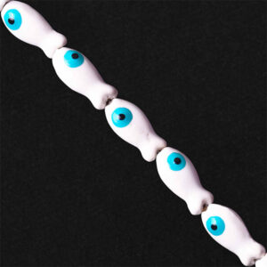 Ceramica Cuenta Pez Blanco 20mm-20cm aprox (1 tira)