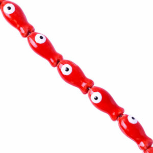 Ceramica Cuenta Pez Rojo 20mm-20cm aprox (1 tira)