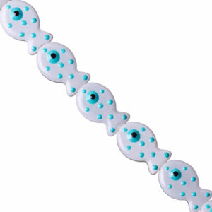 Ceramica Cuenta Pez c/Puntos Blanco 20mm- 19cm aprox (1 tira)