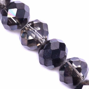 Cristal Rondel 8mm E126- Negro/Cristal  (1 Tira)