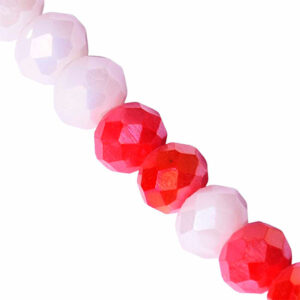 Cristal Rondel 3x4mm Rojo/Blanco- 43cm aprox (1 tira)