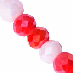 Cristal Rondel 4x6mm Rojo/Blanco- 44cm aprox (1 tira)