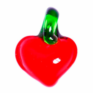 Murano Dije Corazon Rojo c/ Gancho Verde 10mm (1 pza)