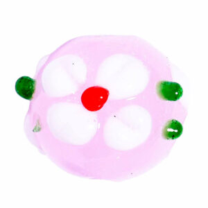 Murano Cuenta  Bola Rosa con Flor 13mm (1 pza)