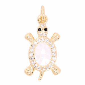 Micropave Dije Tortuga Madreperla 16mm Dorado (1 pza)