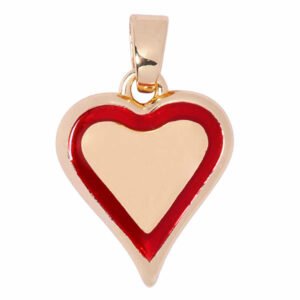 Chapa Oro Dije Esmalte Corazon Linea Roja 15mm (1 pza)