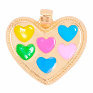 Chapa Oro Dije Esmalte Corazon Corazoes Colores 18mm (1 pza)