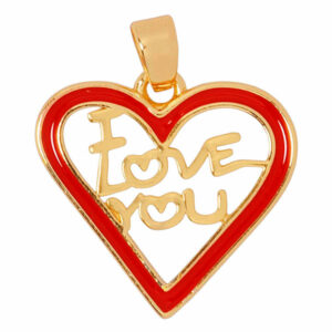 Chapa Oro Dije Esmalte Corazon Love You Lin Roja 17mm(1 pza)