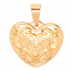 Acero Dije Corazon Grabado 18mm Dorado (1 pza)